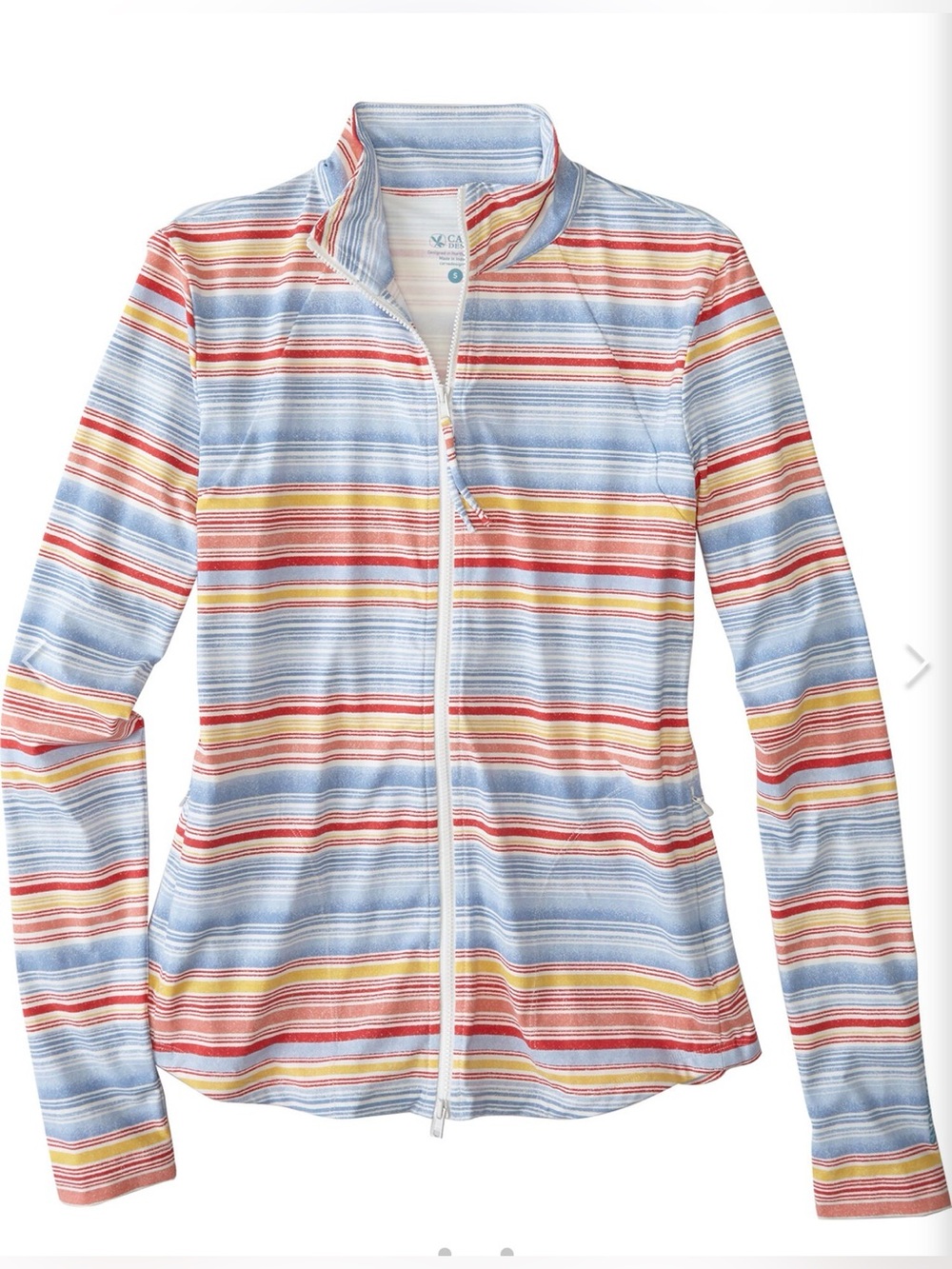 Carve Designs Keep Your Cool Sun Shirt Multi Stripe Zip Swim Coverup Size Large - Picture 3 of 13